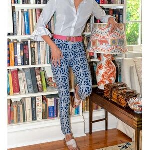 Gretchen Scott Gripeless Pull On Pants - Ring Toss Navy NWT